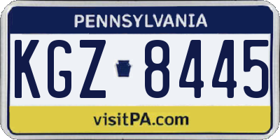 PA license plate KGZ8445
