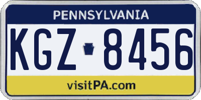PA license plate KGZ8456