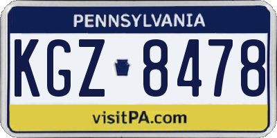 PA license plate KGZ8478