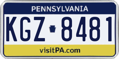 PA license plate KGZ8481