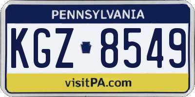 PA license plate KGZ8549