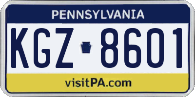 PA license plate KGZ8601
