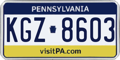 PA license plate KGZ8603
