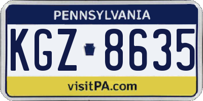 PA license plate KGZ8635