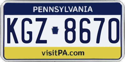 PA license plate KGZ8670