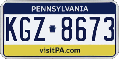 PA license plate KGZ8673