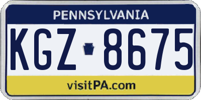 PA license plate KGZ8675