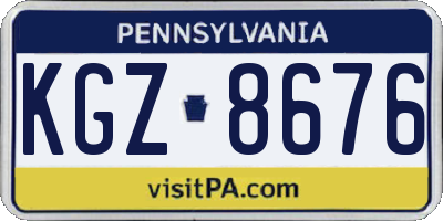 PA license plate KGZ8676