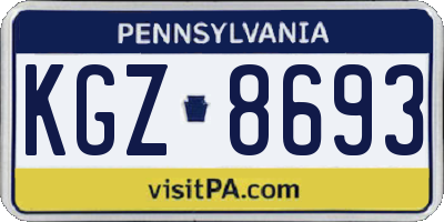 PA license plate KGZ8693