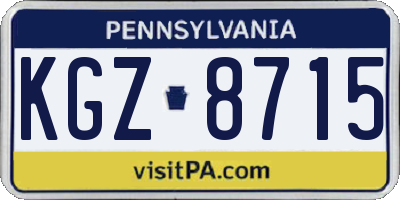 PA license plate KGZ8715