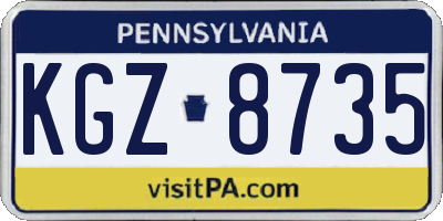 PA license plate KGZ8735