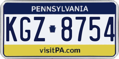PA license plate KGZ8754