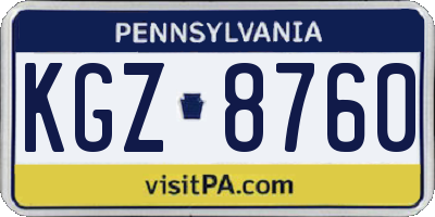 PA license plate KGZ8760