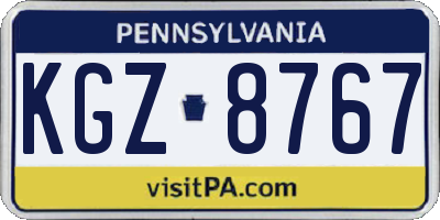 PA license plate KGZ8767