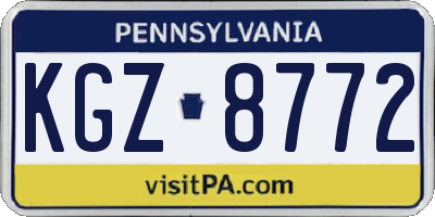 PA license plate KGZ8772