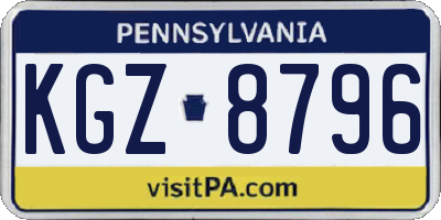 PA license plate KGZ8796