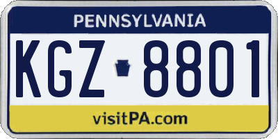 PA license plate KGZ8801
