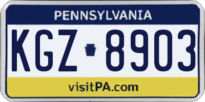 PA license plate KGZ8903