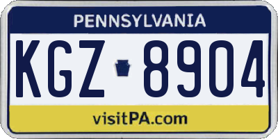 PA license plate KGZ8904