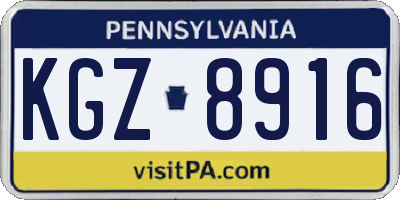 PA license plate KGZ8916