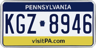PA license plate KGZ8946