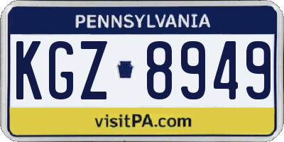PA license plate KGZ8949