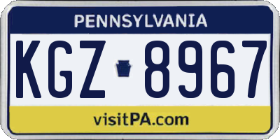 PA license plate KGZ8967
