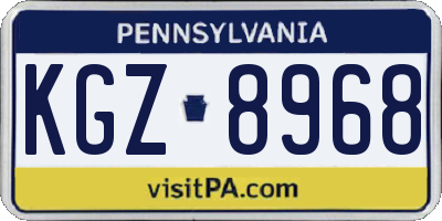 PA license plate KGZ8968