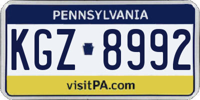 PA license plate KGZ8992