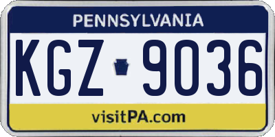 PA license plate KGZ9036