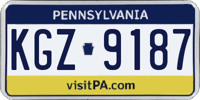 PA license plate KGZ9187