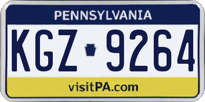 PA license plate KGZ9264