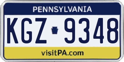 PA license plate KGZ9348