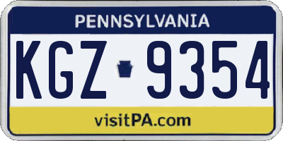 PA license plate KGZ9354