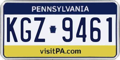 PA license plate KGZ9461