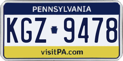 PA license plate KGZ9478