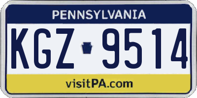 PA license plate KGZ9514