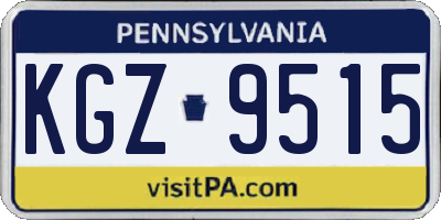 PA license plate KGZ9515