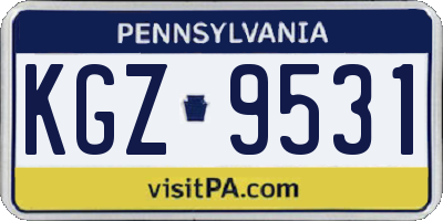 PA license plate KGZ9531