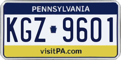 PA license plate KGZ9601