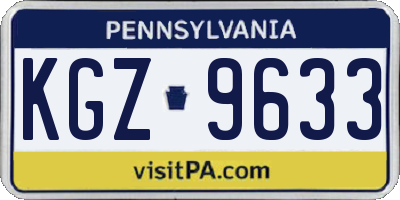 PA license plate KGZ9633