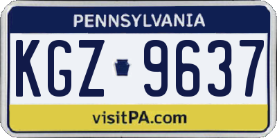 PA license plate KGZ9637