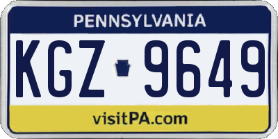 PA license plate KGZ9649