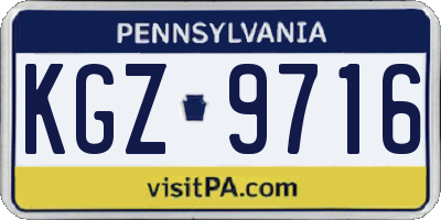 PA license plate KGZ9716