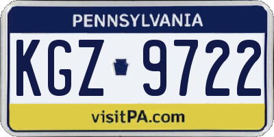 PA license plate KGZ9722