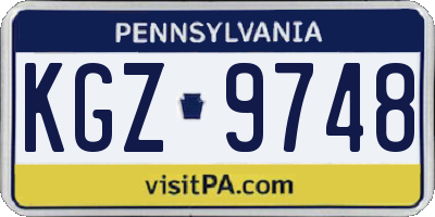 PA license plate KGZ9748