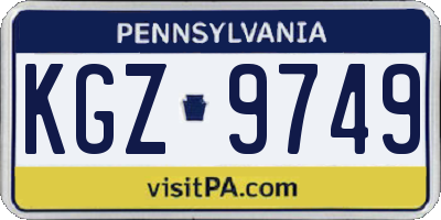 PA license plate KGZ9749