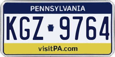 PA license plate KGZ9764