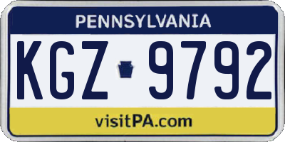 PA license plate KGZ9792