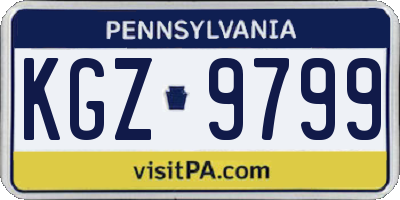 PA license plate KGZ9799